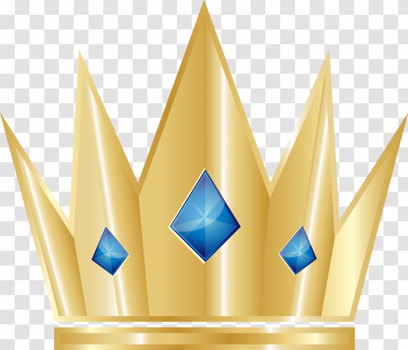 Yellow Crown Blue Diamond Color - Beautifully Silhouette Transparent PNG
