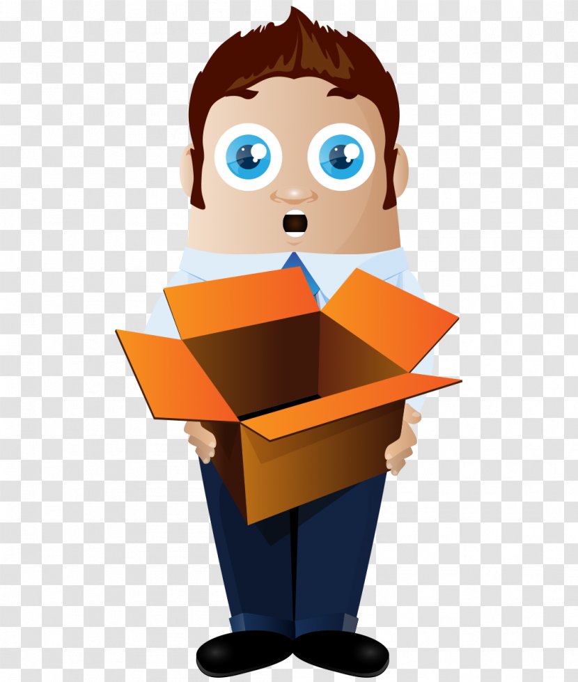 Paper Businessperson Management - Human Behavior - Lovely Hand-painted Cartoon Man Holding An Empty Cardboard Box Transparent PNG