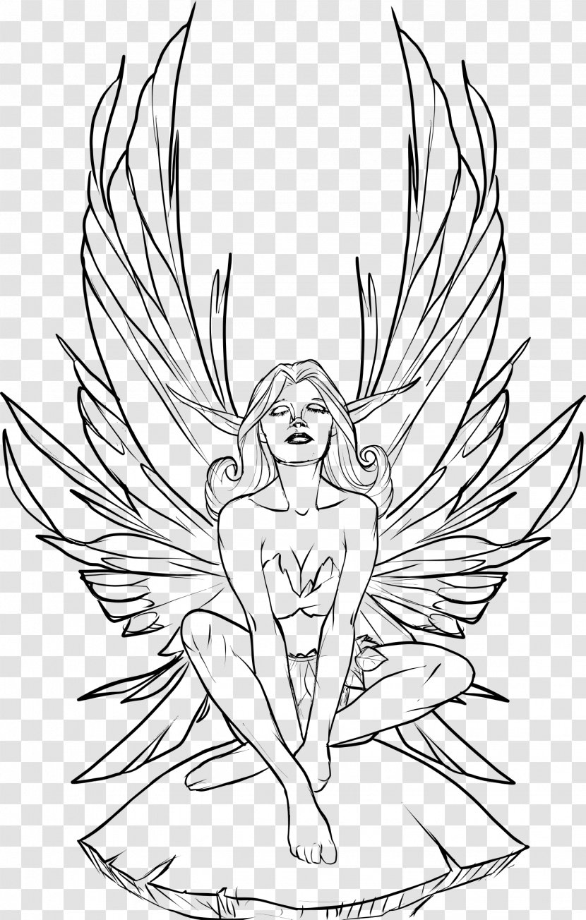 Line Art Drawing Clip - Coloring Book - Fairy Transparent PNG