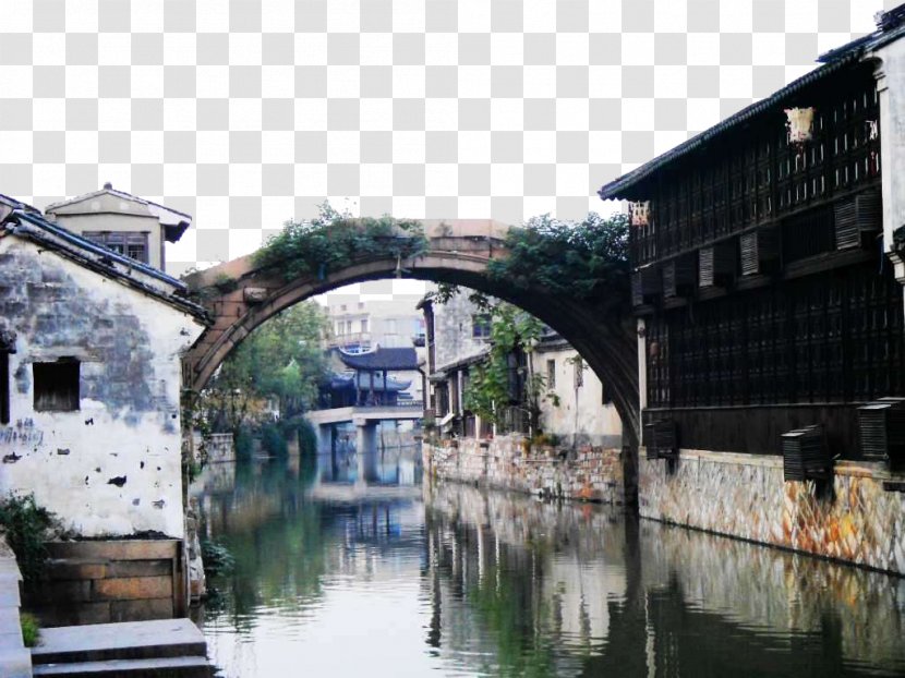 Nanxunzhen Nanxun Old Town Shanghai Jinxi, Kunshan Bridge - Vecteur - Water Transparent PNG