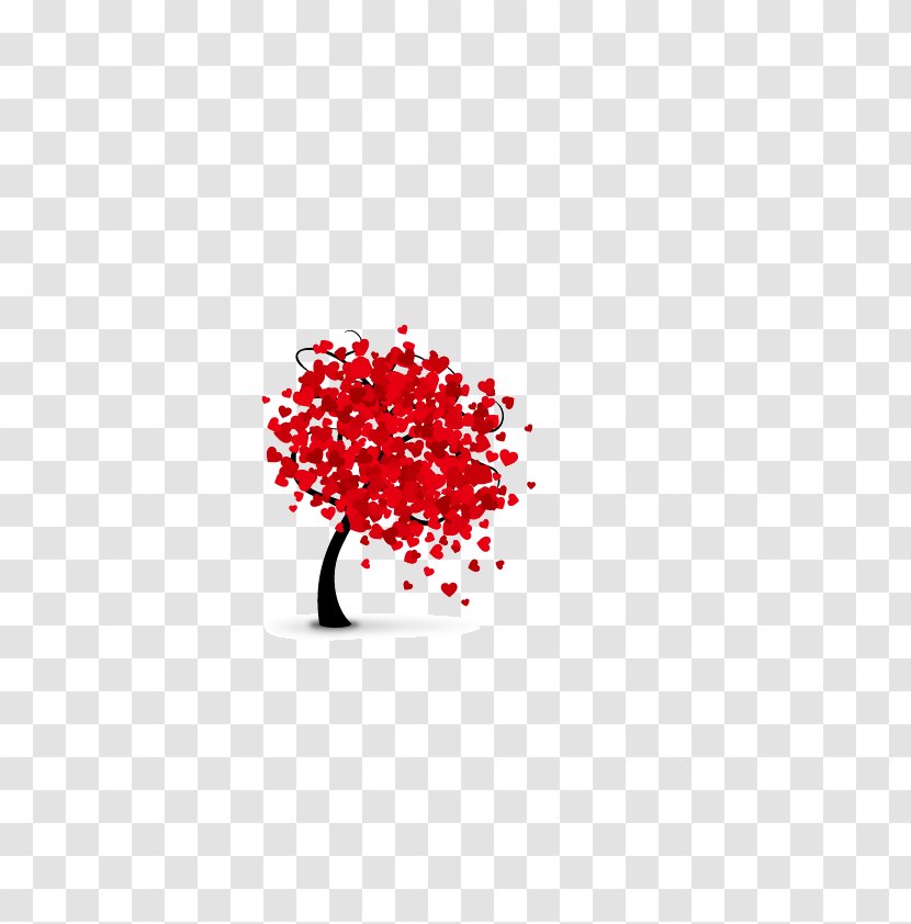 Red Heart-shaped Love Beautiful Tree Vector Material - Free - Quotation Transparent PNG