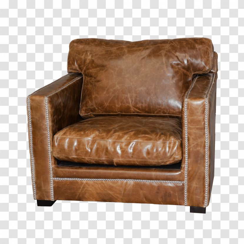 Club Chair Loveseat Brown Leather Caramel Color - Fauteuil Transparent PNG