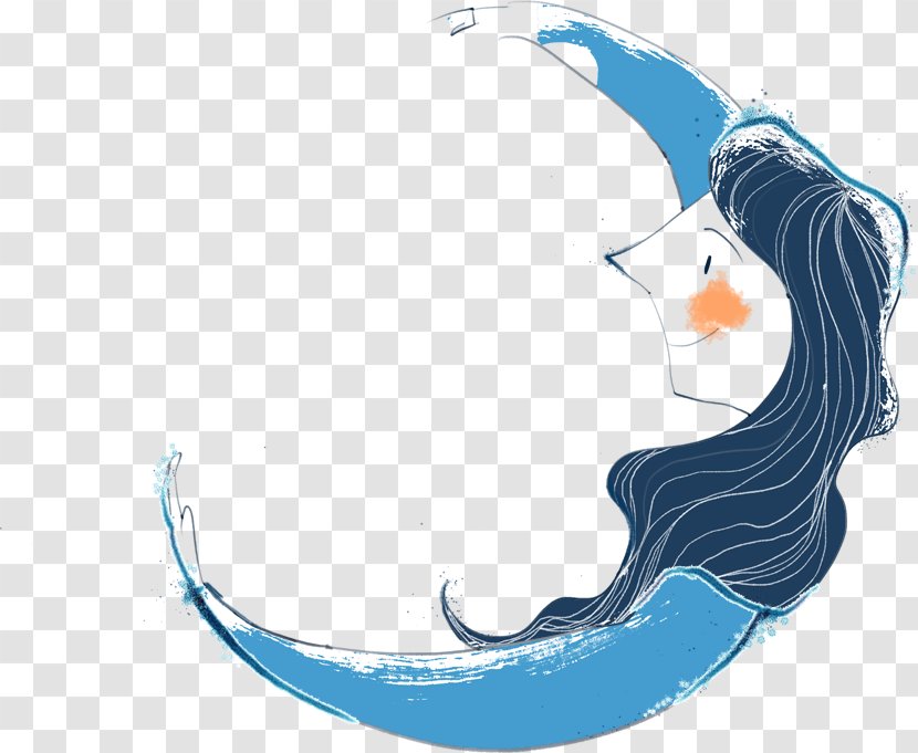 Blue Moon Clip Art - Drawing - Hand Painted Characters Transparent PNG