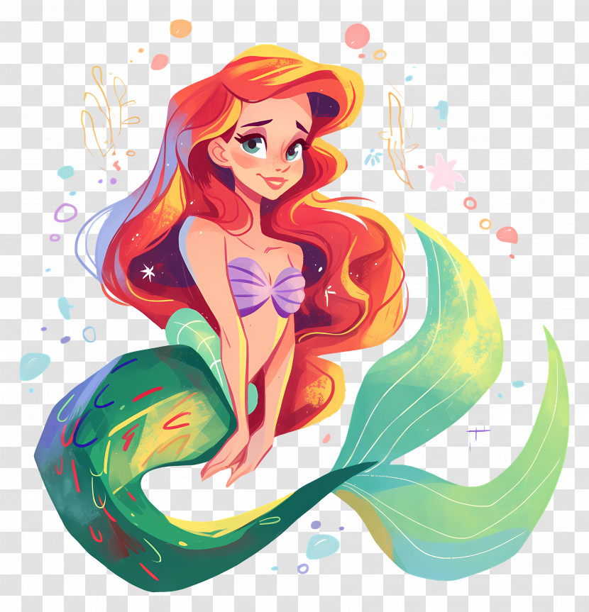 Ariel - Colorful Mermaid In Fantasy Ocean Transparent PNG
