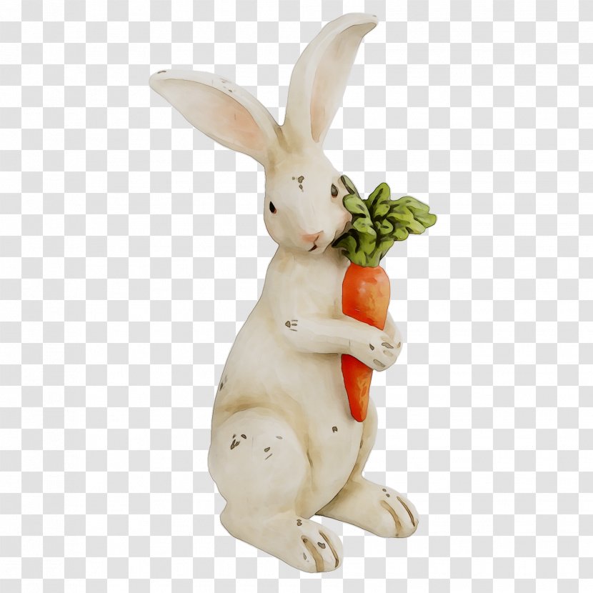 Domestic Rabbit Hare Figurine - Ceramic - Carrot Transparent PNG