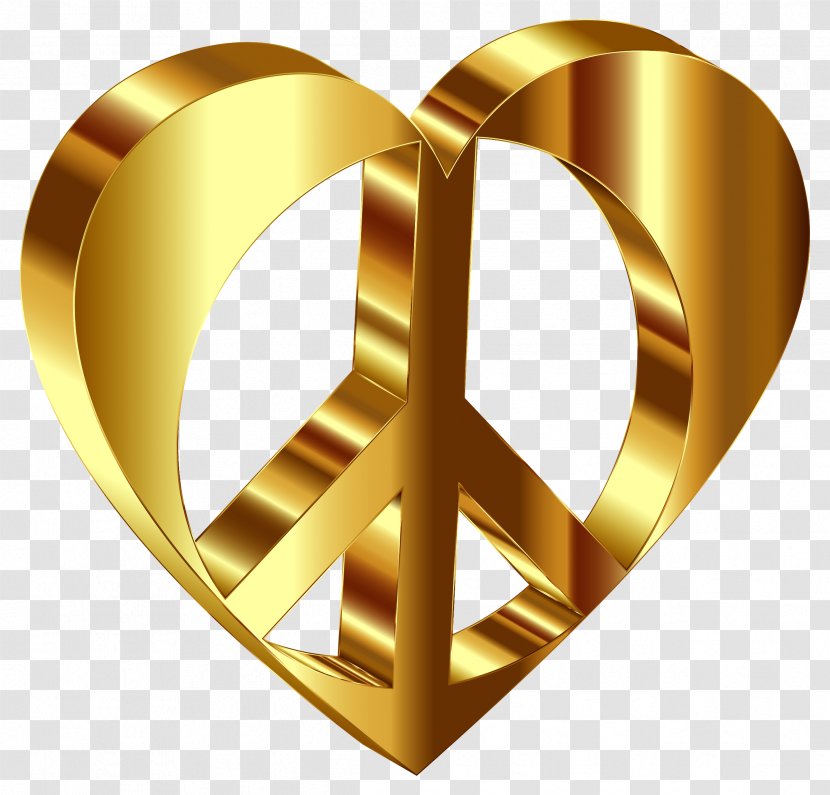 Heart Peace Gold Clip Art Transparent PNG