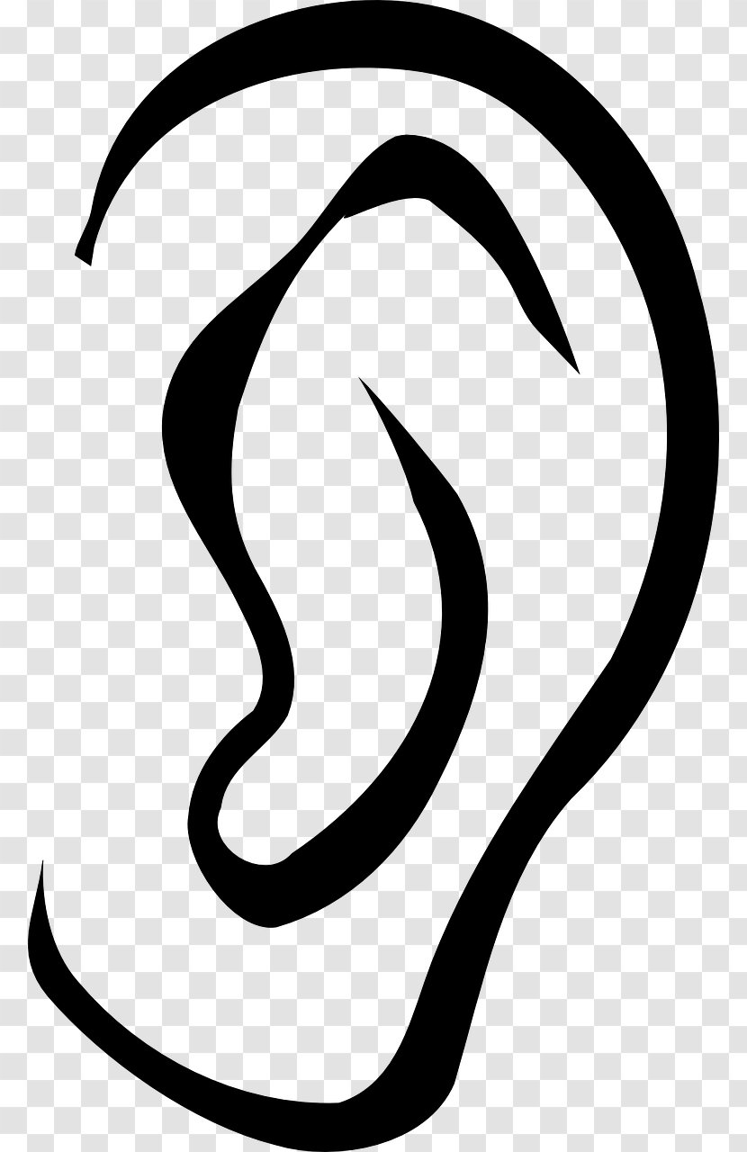 Ear Black And White Cartoon Clip Art - Area Transparent PNG