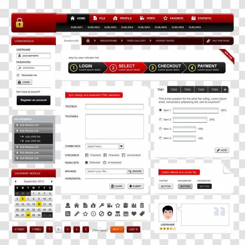 Web Design Template Button World Wide - Red Exquisite Transparent PNG