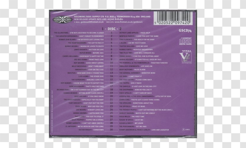 Blackpool Mecca Goldmine Soul Supply Northern Fever, Volume 4 Compilation Album - Compact Disc - 20 Original Classics Transparent PNG