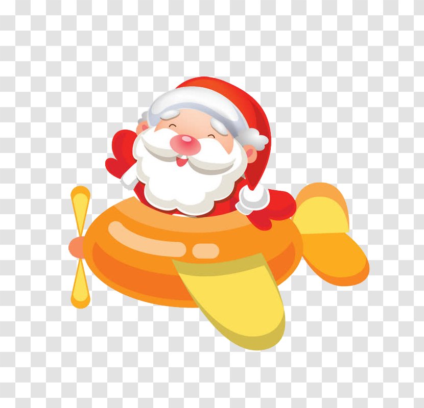 Santa Claus Airplane Christmas Icon - Cartoon Transparent PNG