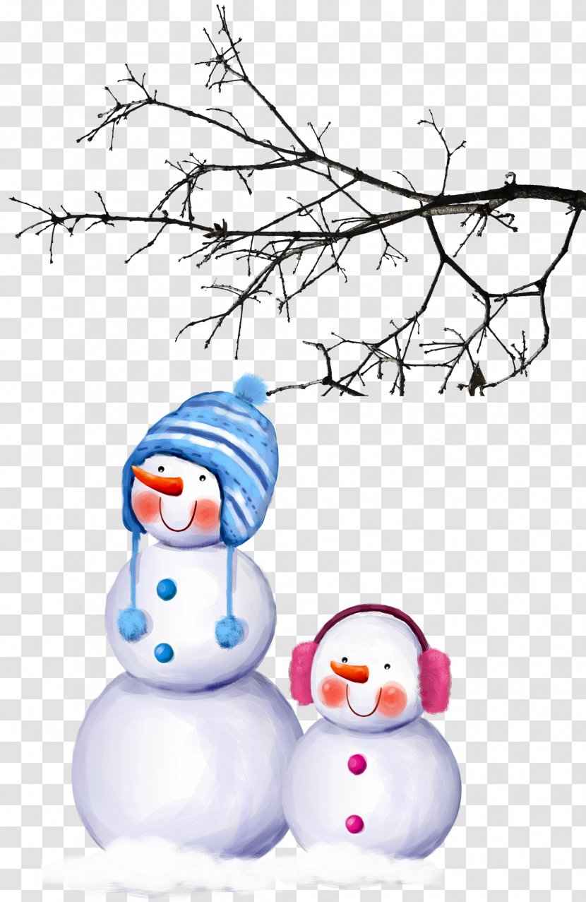 Snowman Drawing Branch - Tree - Cute Cartoon Transparent PNG