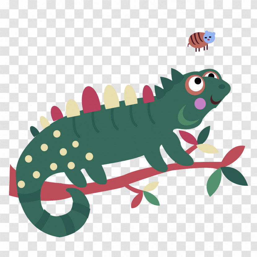 Green Cartoon Lizard Reptile Chameleon Transparent PNG