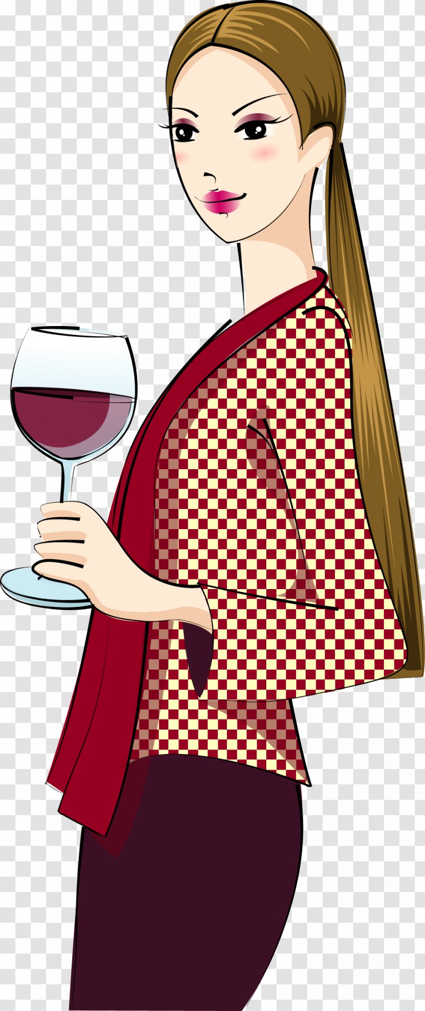 Red Wine Glass Woman - Frame - A Holding Transparent PNG