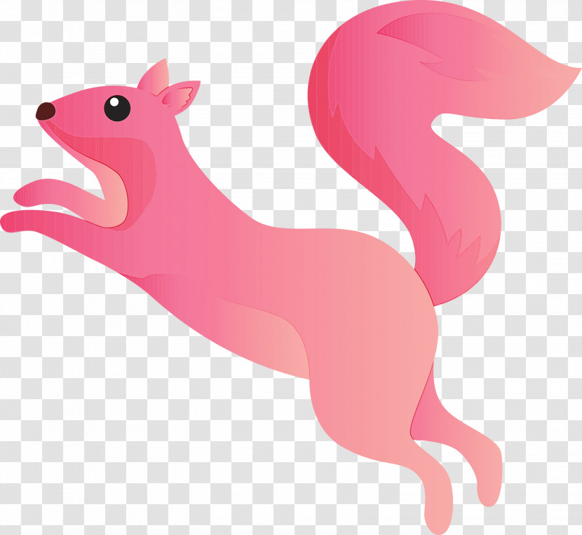 Pink Squirrel Cartoon Tail Animal Figure Transparent PNG