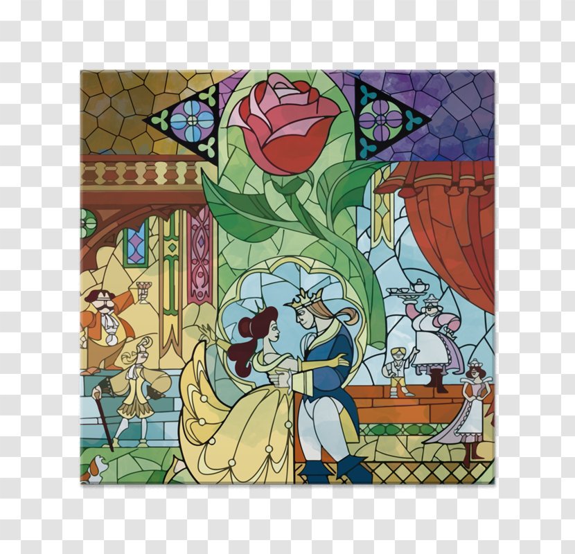 Beauty And The Beast Stained Glass Belle Transparent PNG