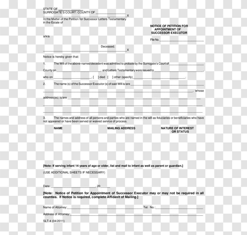 Executor Letter Estate Form Template - Tree - European Pattern Of Appointment Transparent PNG