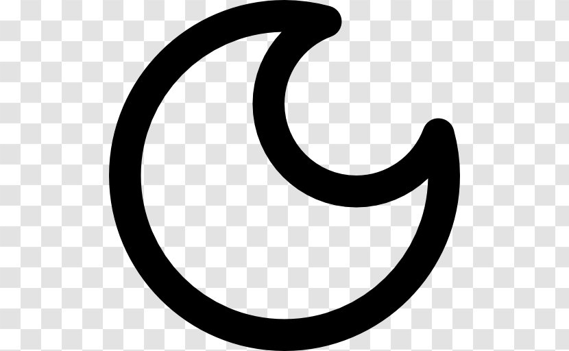 Crescent Symbol Circle - Black And White - Partial Flattening Transparent PNG