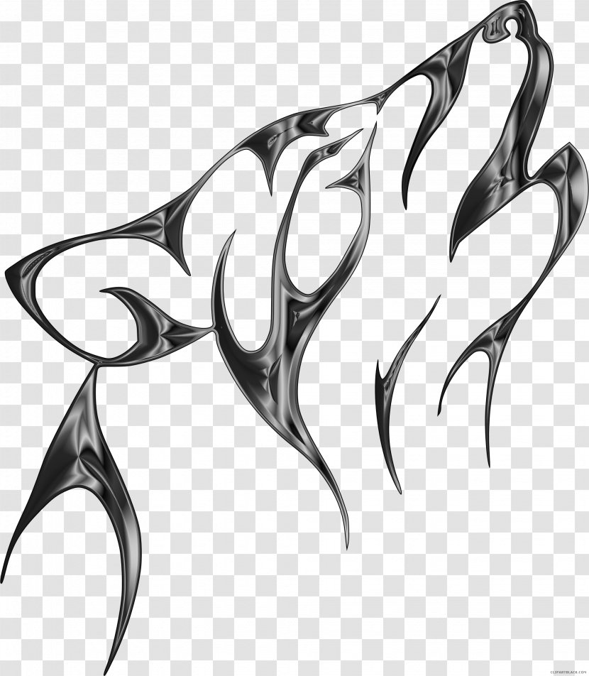 Gray Wolf Tattoo Art & Design Clip Drawing - Black And White Transparent PNG