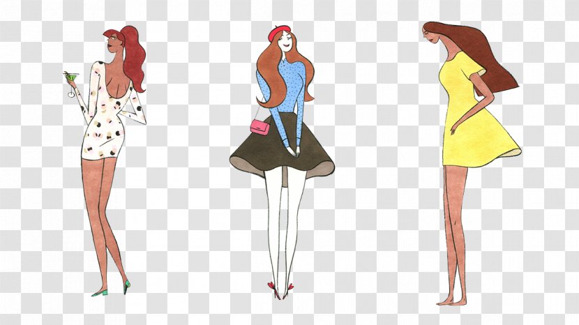 Emmanuelle Lancu4e48me Fashion Illustration - Cartoon - Women Painted Designs Transparent PNG