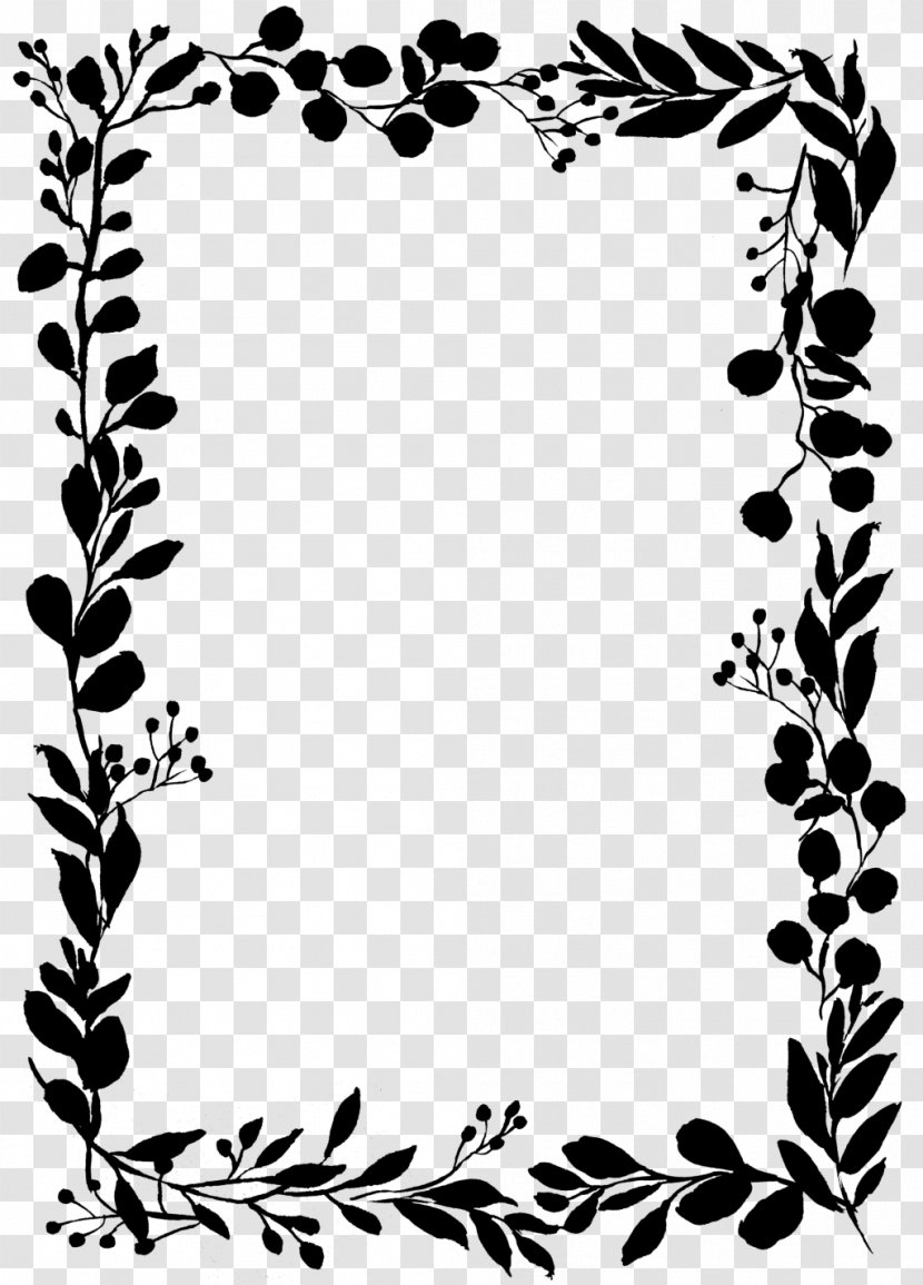 Clip Art Pattern Leaf Floral Design Picture Frames - Blackandwhite Transparent PNG