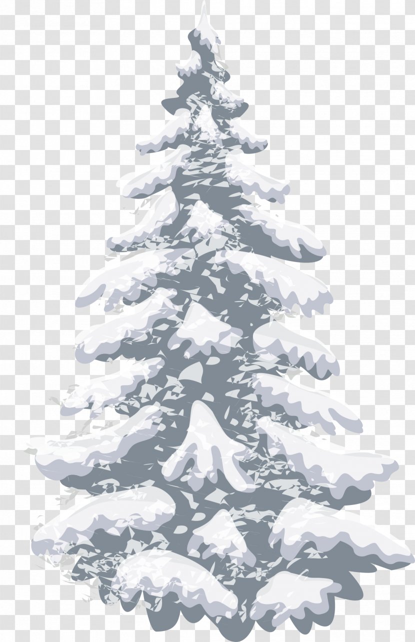 Pine Christmas Tree - Snow - Simple Grey Transparent PNG