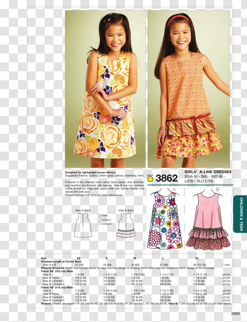A-line Dress Sewing Clothing Sizes Pattern - Frame - Supplies Transparent PNG