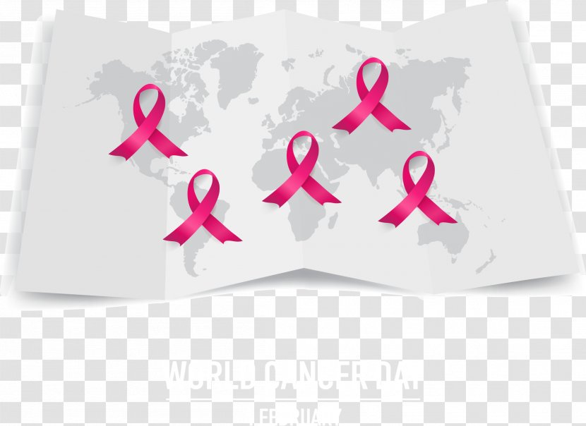World Map - Pink - Rose Red Ribbon Transparent PNG