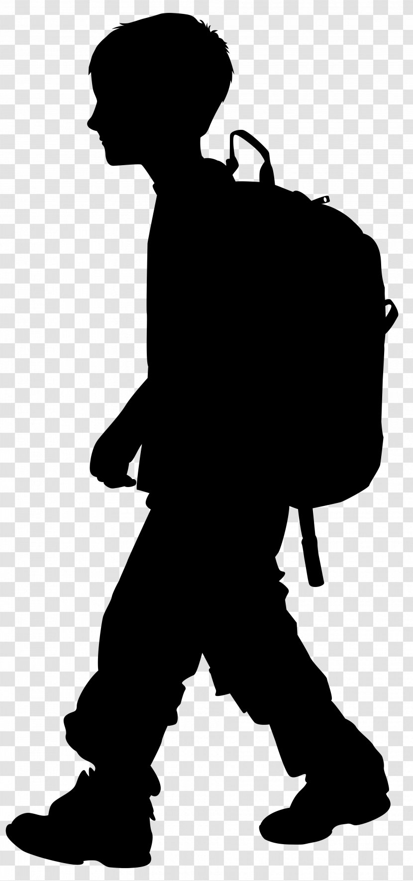 Silhouette Clip Art - Human Behavior - Boy With Backpack Image Transparent PNG