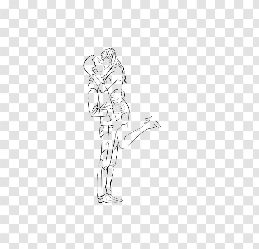 Finger Line Art Drawing Sketch - Tree - Kissing Couple Transparent PNG