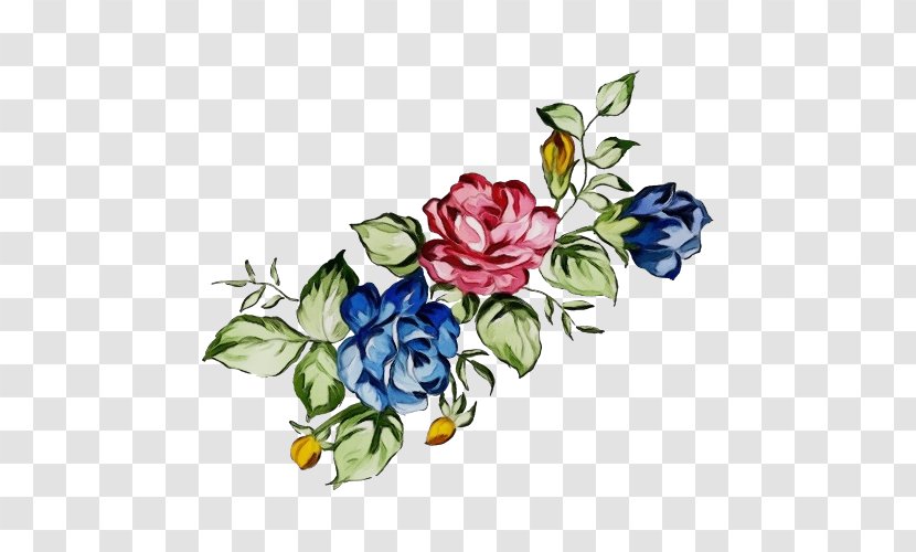 Blue Watercolor Flowers - Painting - Floribunda Bouquet Transparent PNG