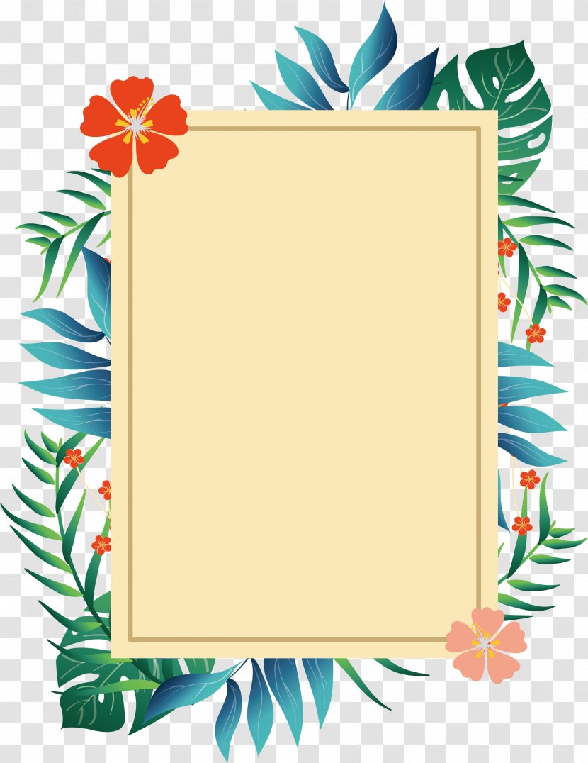 Picture Frame Poster - Floral Design - Romantic Summer Plant Borders Transparent PNG