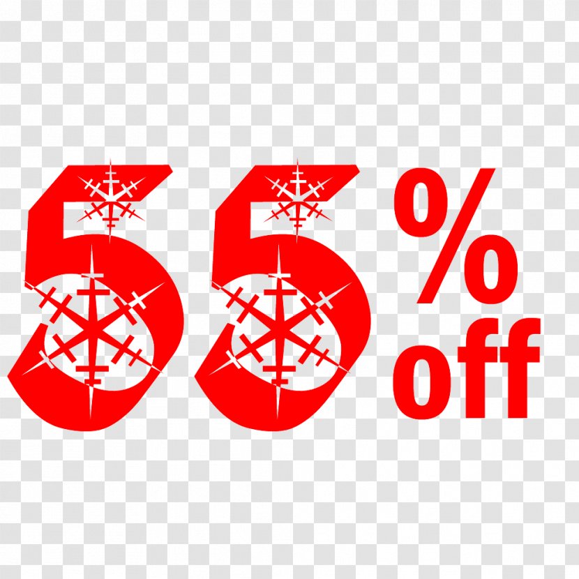 Snow Christmas Sale 55% Off Discount Tag. - Area - Symbol Transparent PNG