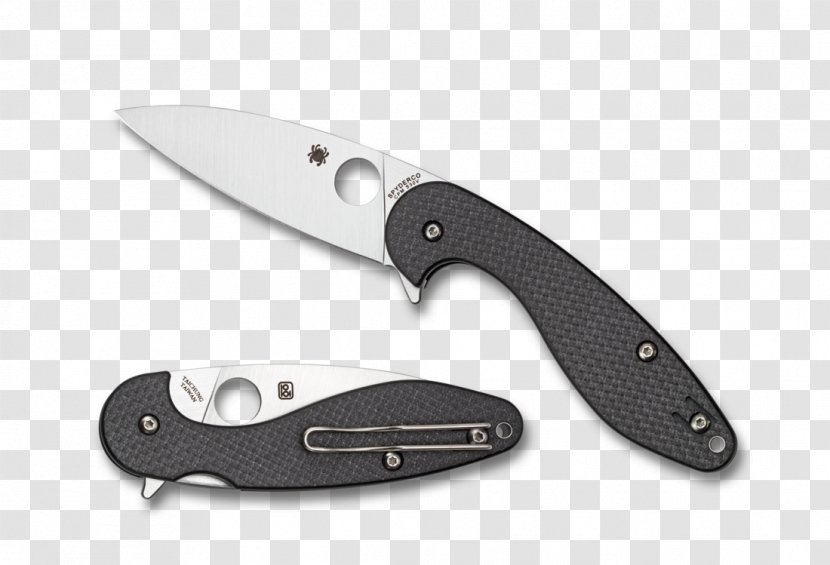 Knife CPM S30V Steel Spyderco Carbon Fibers - Material - Flippers Transparent PNG