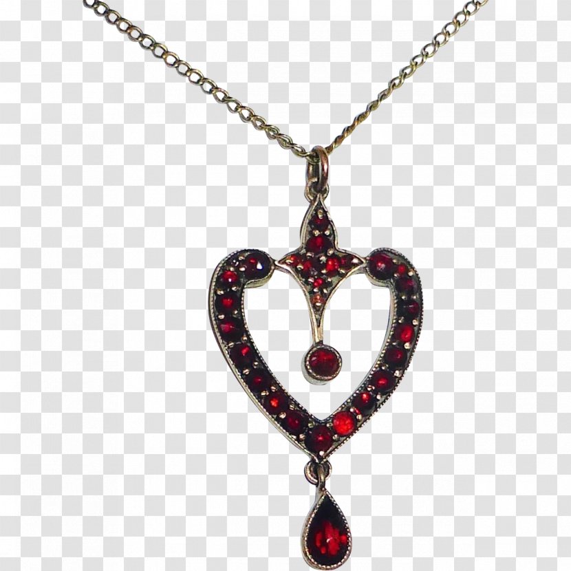 Locket Necklace Ruby Edwardian Era Garnet - Goldfilled Jewelry Transparent PNG