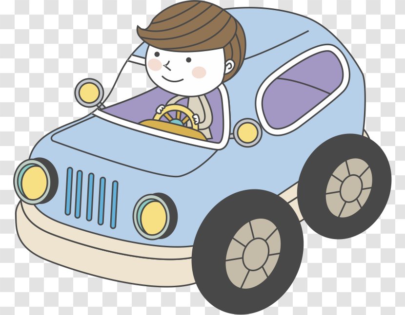 Cartoon Illustration - Boy Driving Transparent PNG