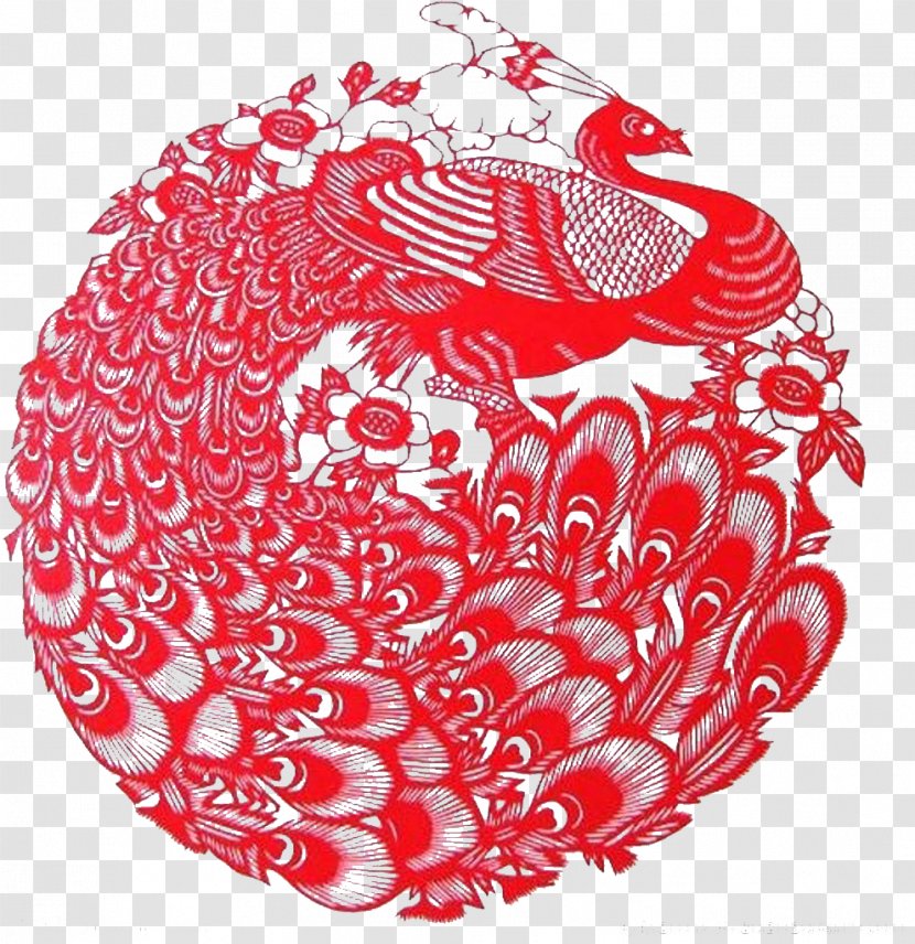 Chinese Paper Cutting Papercutting Peafowl Gaomi - Tree - Peacock Pattern Transparent PNG