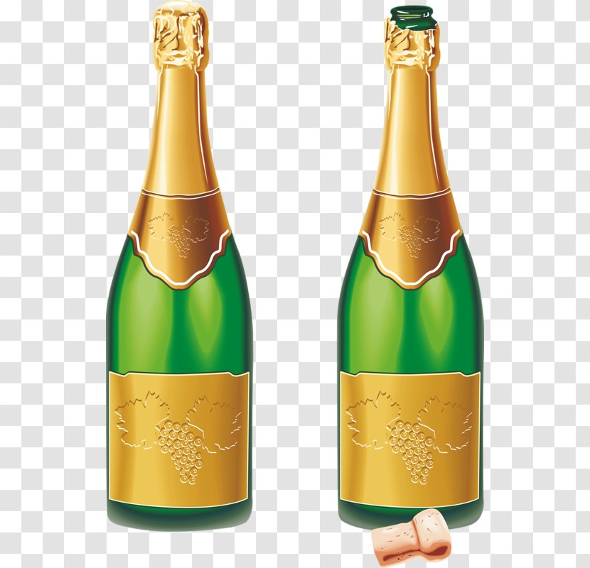 Champagne Wine Fizz Bottle Clip Art - Glass - Two Bottles Of Transparent PNG