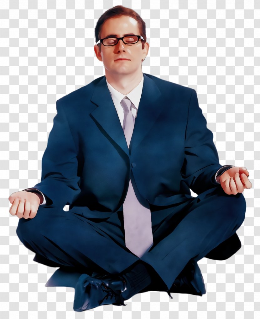 Sitting Blue Suit Standing Male - Wet Ink - Business Gentleman Transparent PNG