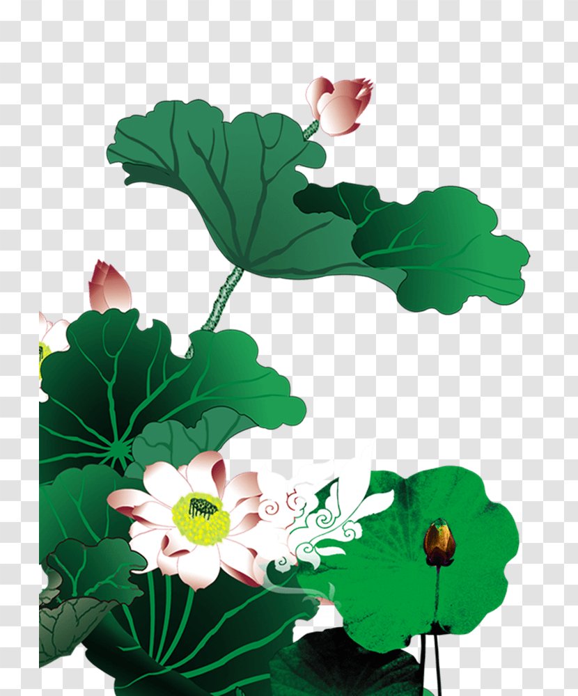 China Clip Art Chinese New Year Ink Illustration - Lotus Family Transparent PNG
