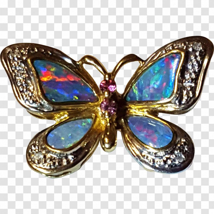 Opal Butterfly Brooch Charms & Pendants Necklace - Invertebrate Transparent PNG