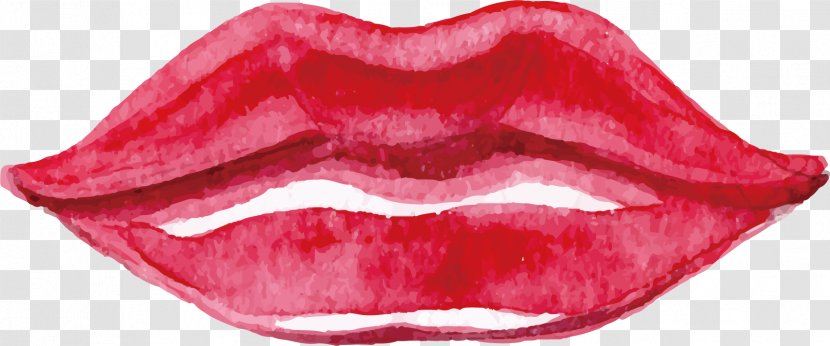 Lip Watercolor Painting Kiss - Vector Fragrant Transparent PNG