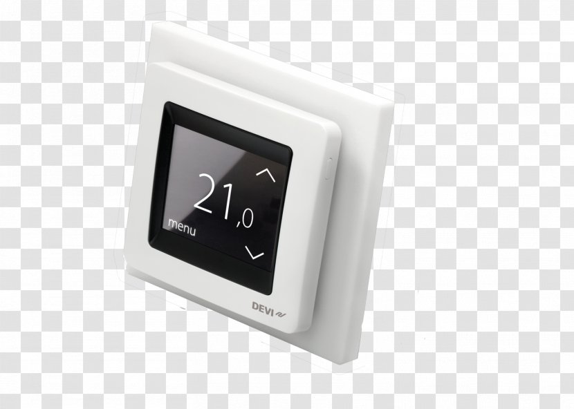 Clock Thermostat Digital White DEVIreg Touch Underfloor Heating Терморегулятор Smart - Danfoss - Electricity Transparent PNG