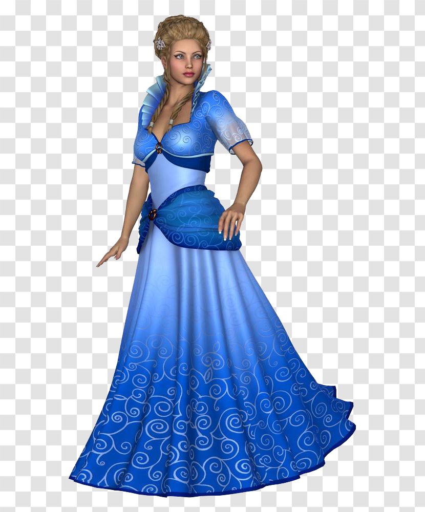 Dress Gown Princess Blue - Cartoon - The In A Transparent PNG