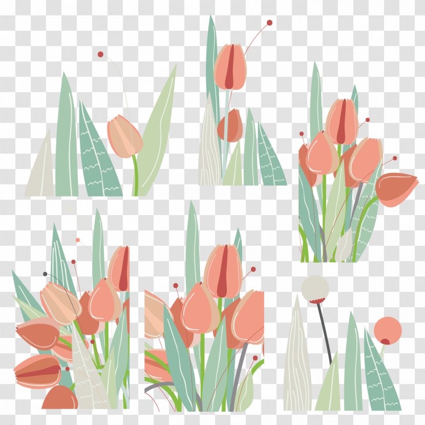 Tulip Cartoon Floral Design Transparent PNG