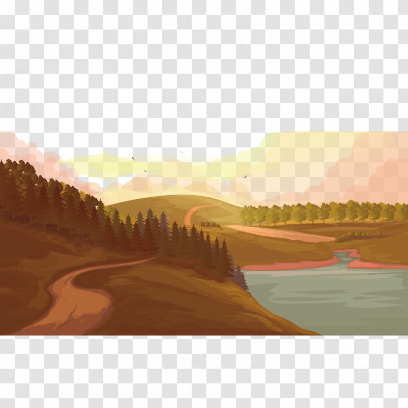 Web Banner Drawing Landscape - Ecoregion - Cartoon Scenery Transparent PNG