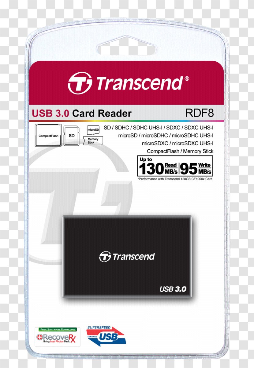 USB 3.0 Card Reader Transcend Information Hub - Compactflash Transparent PNG