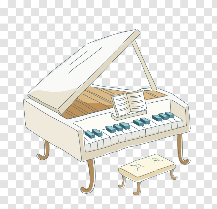 Piano Cartoon Illustration - Heart - Hand Painted Gray Picture Transparent PNG