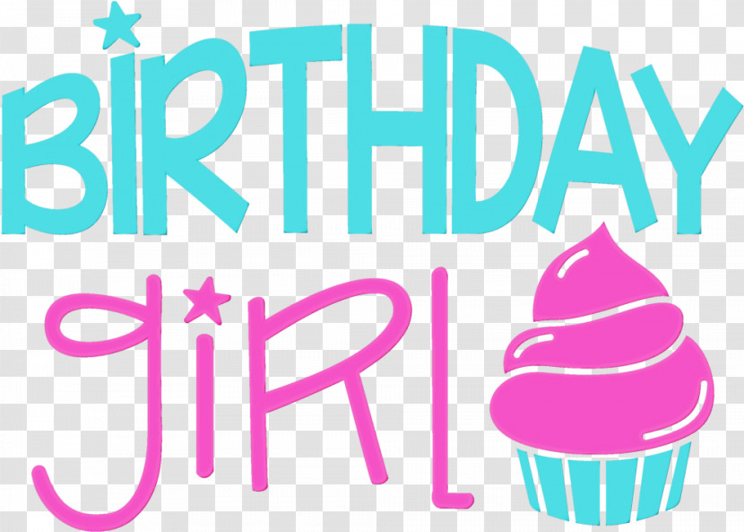 Birthday Logo Cartoon Doll Pink Birthday Girl Transparent PNG