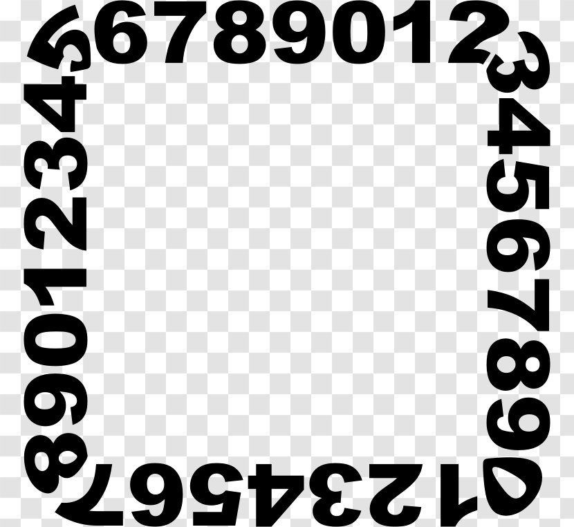 Number Numerical Digit Numeral System Clip Art - Black And White - Frams Transparent PNG