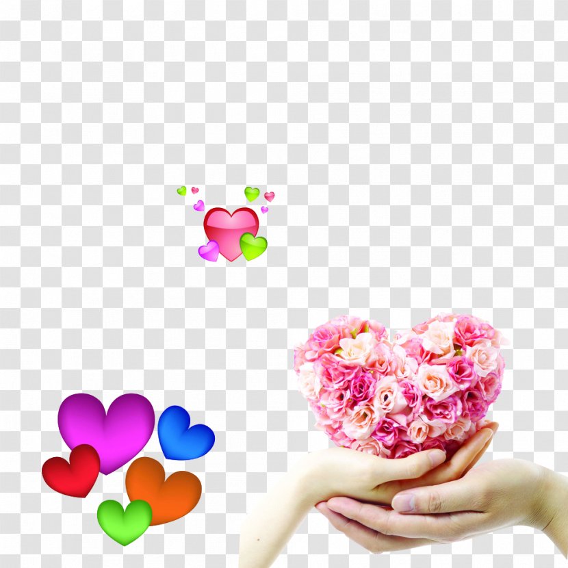 Flower Heart Hand Floristry - Valentine S Day - Heart-shaped Transparent PNG